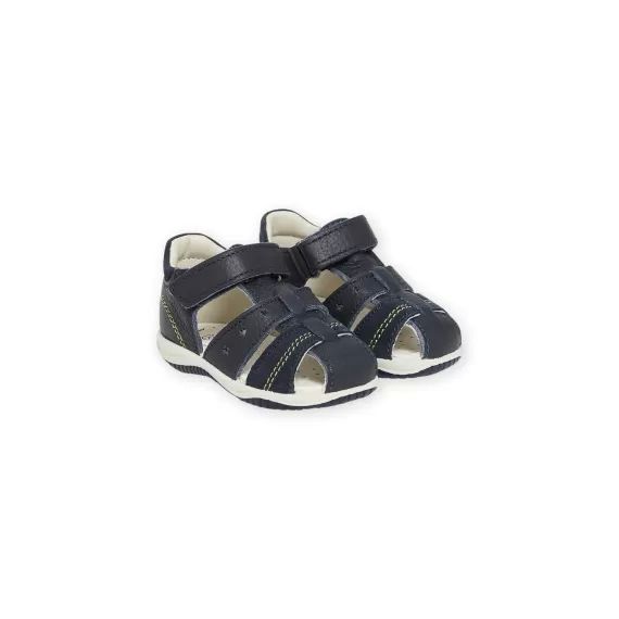 Sandales En Cuir Bleu Marine Bébé Garçon