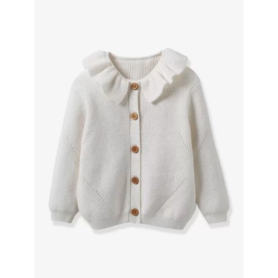 Cardigan bébé coton bio et laine CYRILLUS écru