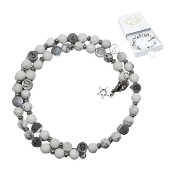 Bracelet D&rsquo;allaitement – Howlite & Magnésite Blanc
