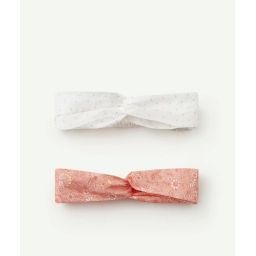 Lot de 2 bandeaux bébé fille rose et blanc –  – Soldes