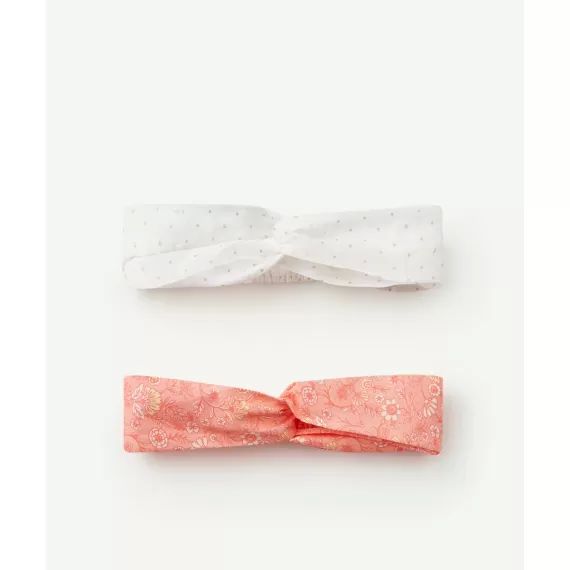 Lot de 2 bandeaux bébé fille rose et blanc –  – Soldes