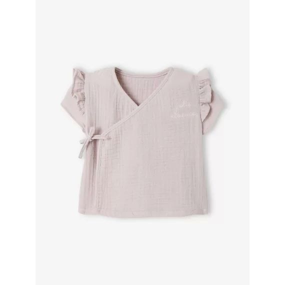 Brassière naissance en gaze de coton bébé lilas