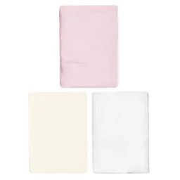 Lot De 3 Draps Housses Couffin En Gaze De Coton Uni Rose, Écru, Blanc