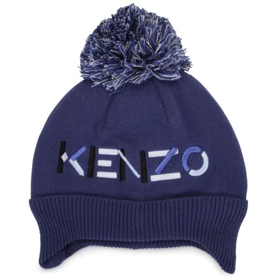Bonnet brodé avec pompon UNISEXE Bleu