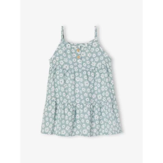 Robe fluide bébé à volants bleu grisé
