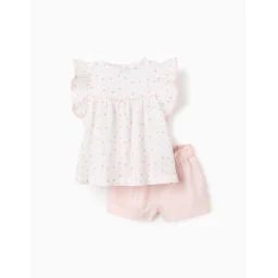 Chemisier Floral + Short En Coton Blanc