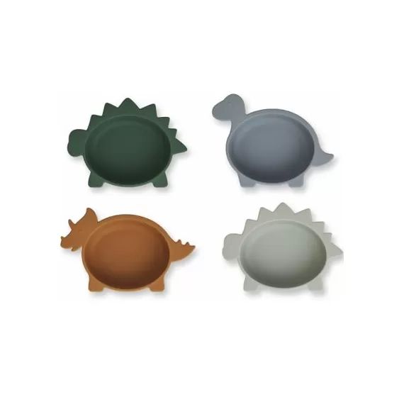 Lot de 4 bols en silicone Iggy Dino blue multi mix