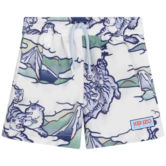 Bermuda en coton imprimé Garçon Bleu