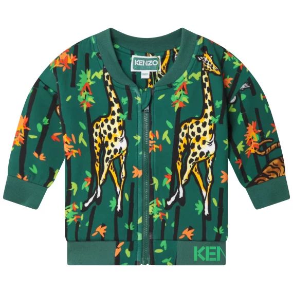 Sweat-shirt zippé imprimé Garçon Vert
