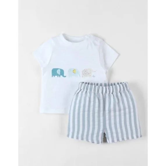 Ensemble T-shirt+ Short Eucalyptus/écru Blanc