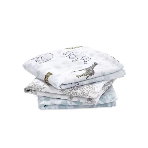 Lot de 3 langes en coton Jungle (70 x 70 cm)