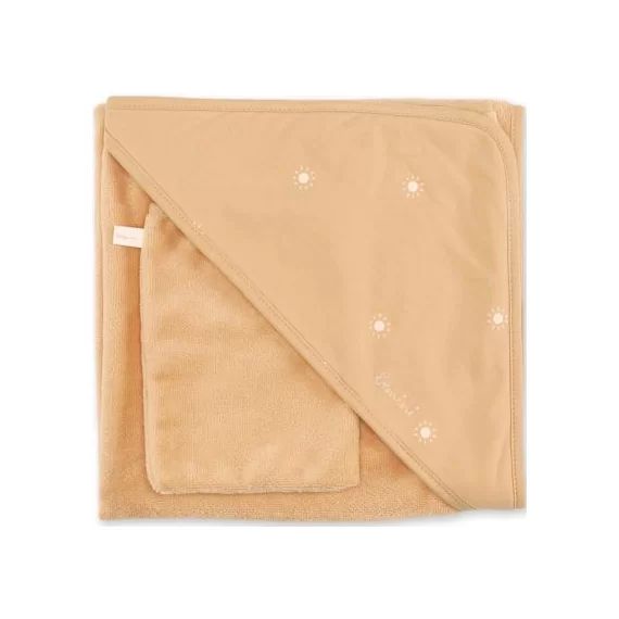 Cape de bain + gant Sunny jaune (90 x 90 cm)