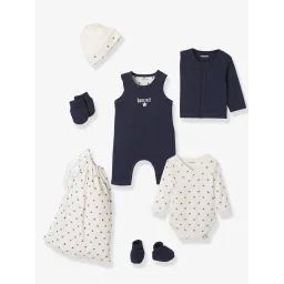 Kit naissance 6 pièces + sac personnalisable marine