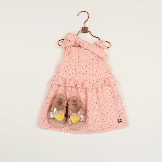Sandales à scratch en cuir Fille Rose