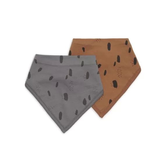 Lot de 2 bavoirs bandana Spot caramel et storm grey
