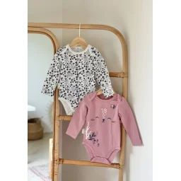 Lot De 2 Bodies Bébé Manches Longues Céleste Rose
