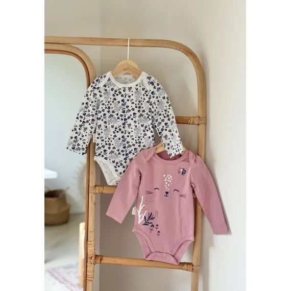 Lot De 2 Bodies Bébé Manches Longues Céleste Rose