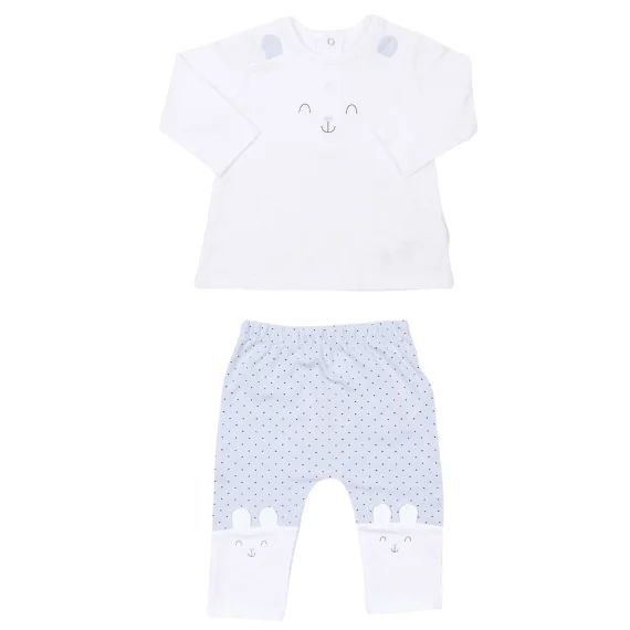Pyjama Bébé 2 Pièces En Coton Bio Lapin Bleu