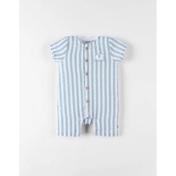 Combishort Bi-matière Rayée Éléphant Vert