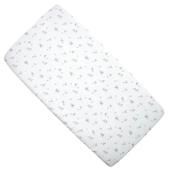 Drap Housse Berceau En Gaze De Coton Melody Blanc Imprimé Minimaliste