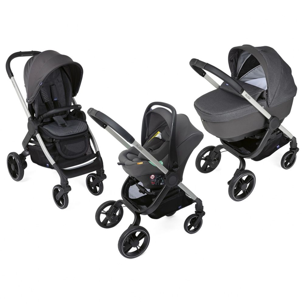 Poussette Chicco Alysia + Nacelle + Coque Auto Kiros i-Size – Anthracite