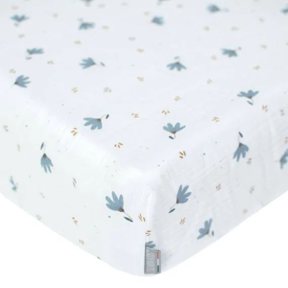 Drap-housse En Gaze De Coton Bleuet Imprimé Floral