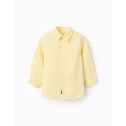 Chemise À Manches Retroussables Jaune Clair