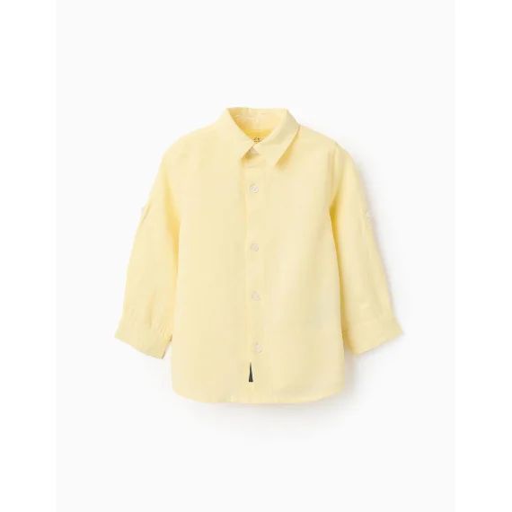 Chemise À Manches Retroussables Jaune Clair