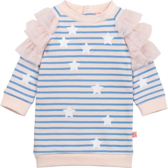Robe molleton rayé à volants Fille Bleu