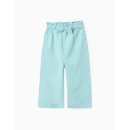 Pantalon En Coton Et Lin Bleu Clair