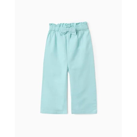 Pantalon En Coton Et Lin Bleu Clair