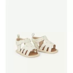 Chaussons bébé fille style sandales écrus imprimé palmiers –  – Soldes