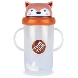 Grande Tasse Anti Fuite + Paille Lestée Renard -300 Ml Marron