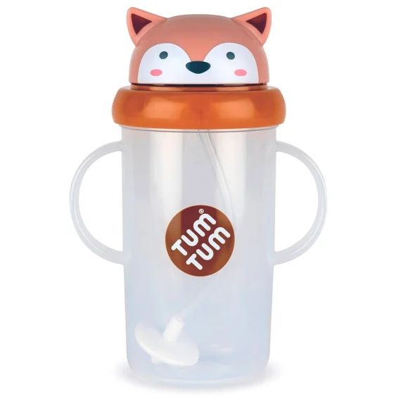 Grande Tasse Anti Fuite + Paille Lestée Renard -300 Ml Marron