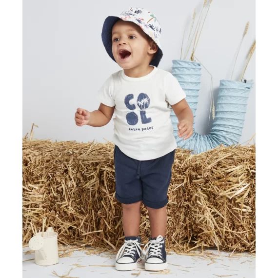 Bermuda garçon en fibres recyclées bleu marine –  – Soldes
