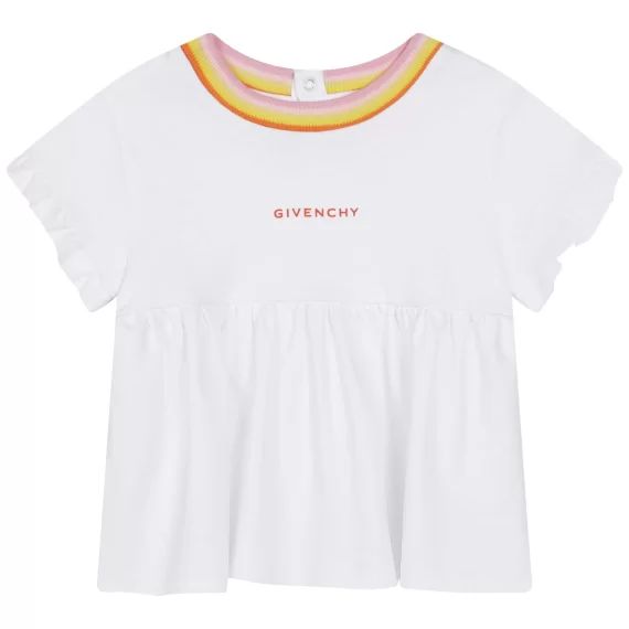 T-shirt avec grand volant Fille Blanc