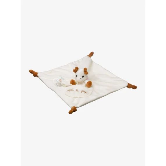 Doudou avec attache sucette Sophie la girafe VULLI beige