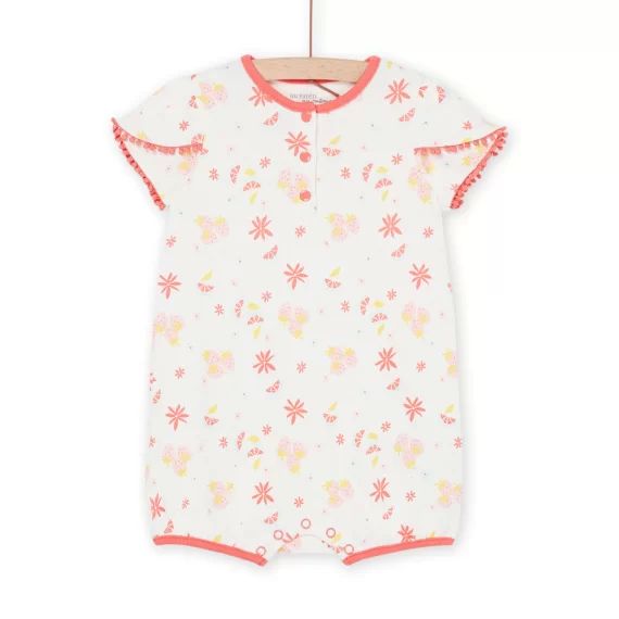 Grenouillière Écrue À Imprimé Fleurs