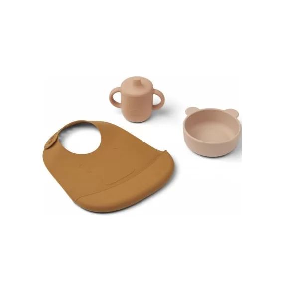 Coffret repas en silicone Connor Mr bear rose multi mix (3 pièces)