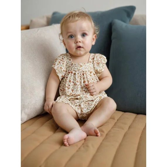 Coffret cadeau robe + bloomer + bandeau bébé écru