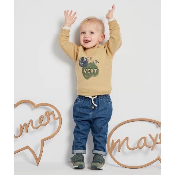 Pantalon sarouel bébé garçon en denim low impact –  – Soldes