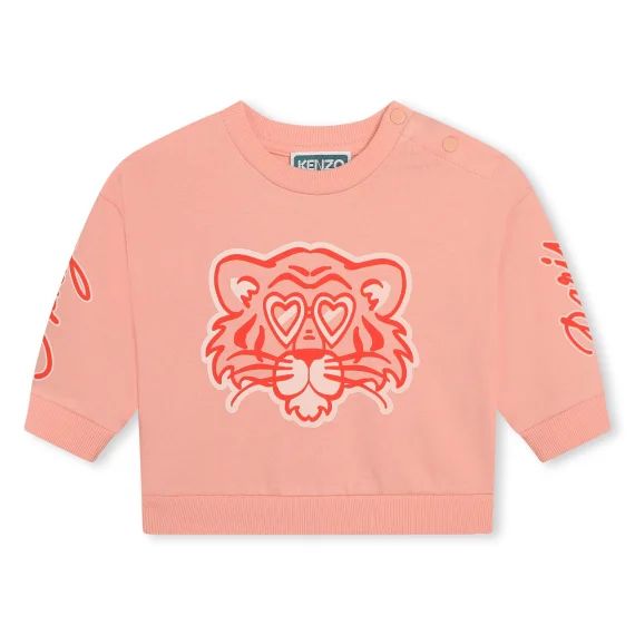 Sweat-shirt molletonné coton Fille Rose