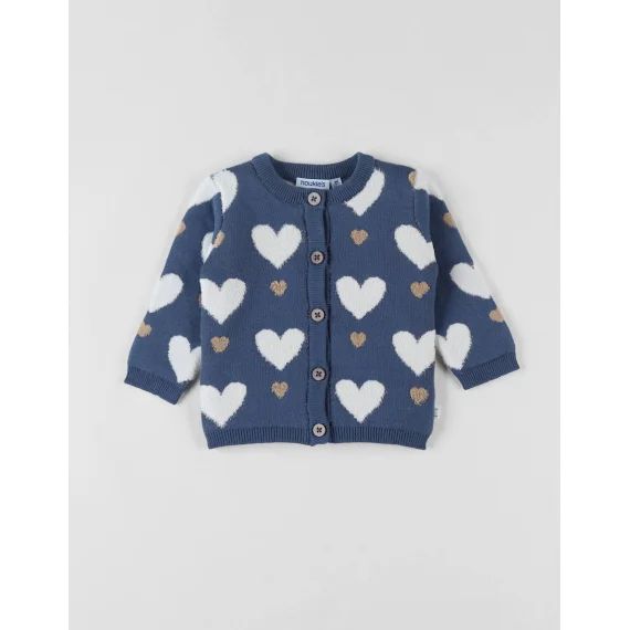 Cardigan En Tricot Coeur Bleu