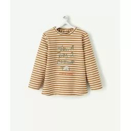 T-shirt bébé garçon en coton bio à rayures avec message –  – Soldes