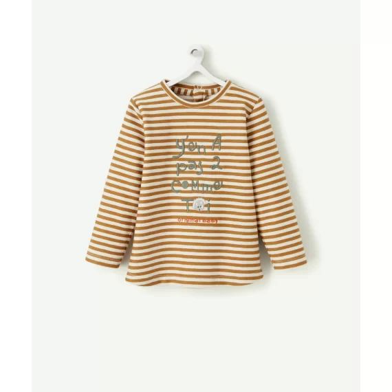 T-shirt bébé garçon en coton bio à rayures avec message –  – Soldes