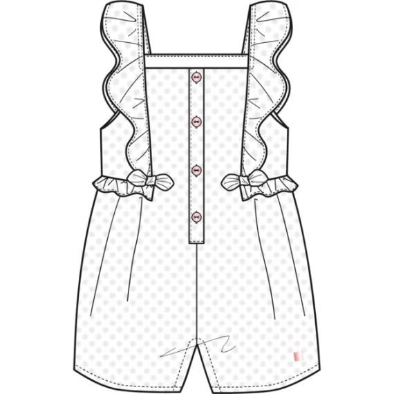 Combinaison short brodée Fille Blanc