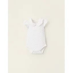 Body Floral Avec Col Ondulé Et Volants Blanc