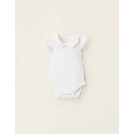 Body Floral Avec Col Ondulé Et Volants Blanc