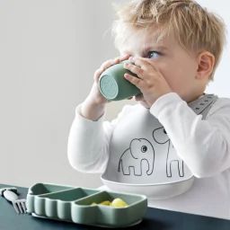 Assiette à compartiments antidérapante silicone Croco vert