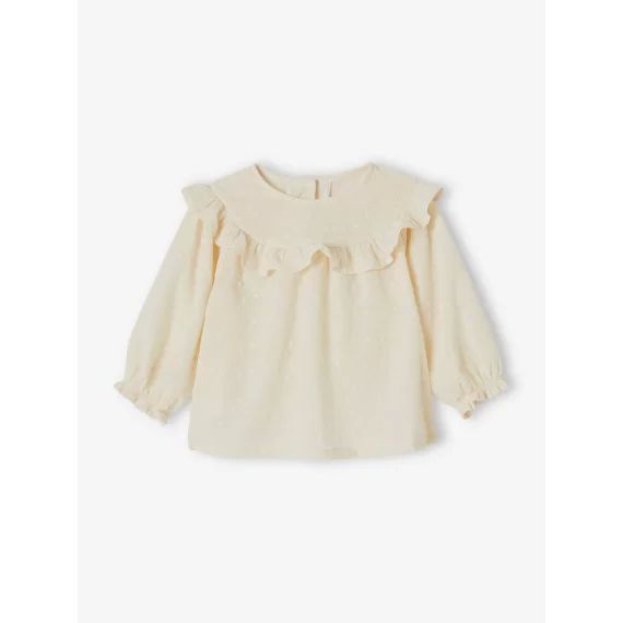 Blouse brodée bébé à volant écru